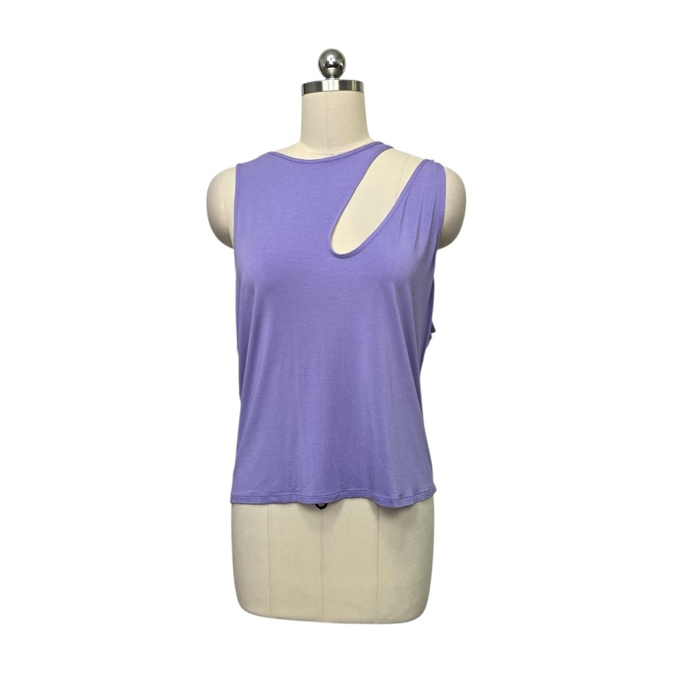 Lululemon Shoulder Cut-Out Yoga‎ Tank Top Purple Silk Blend LW1EHSS Size 14